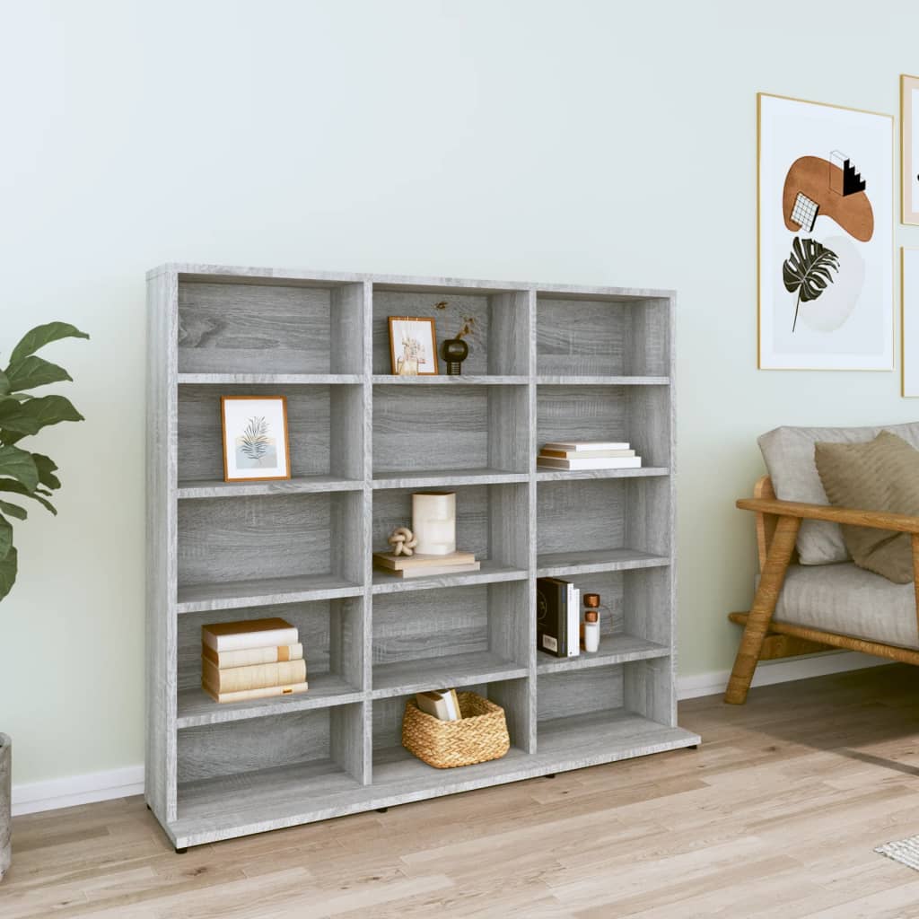 Armoire à CD Sonoma gris 102x23x89,5 cm Bois d'ingénierie Fixations & meubles de rangement multimédia vidaXL   