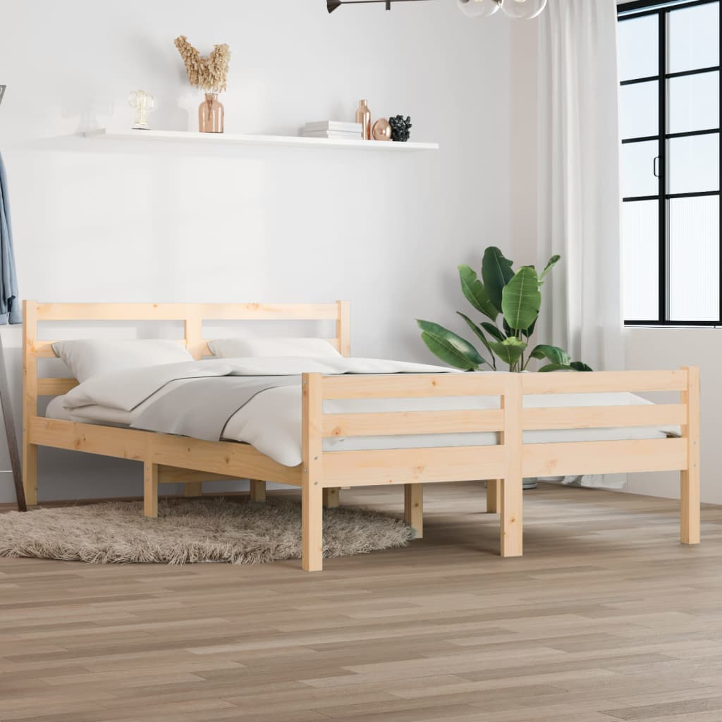 Cadre de lit Bois massif 140x190 cm Lits & cadres de lit vidaXL   