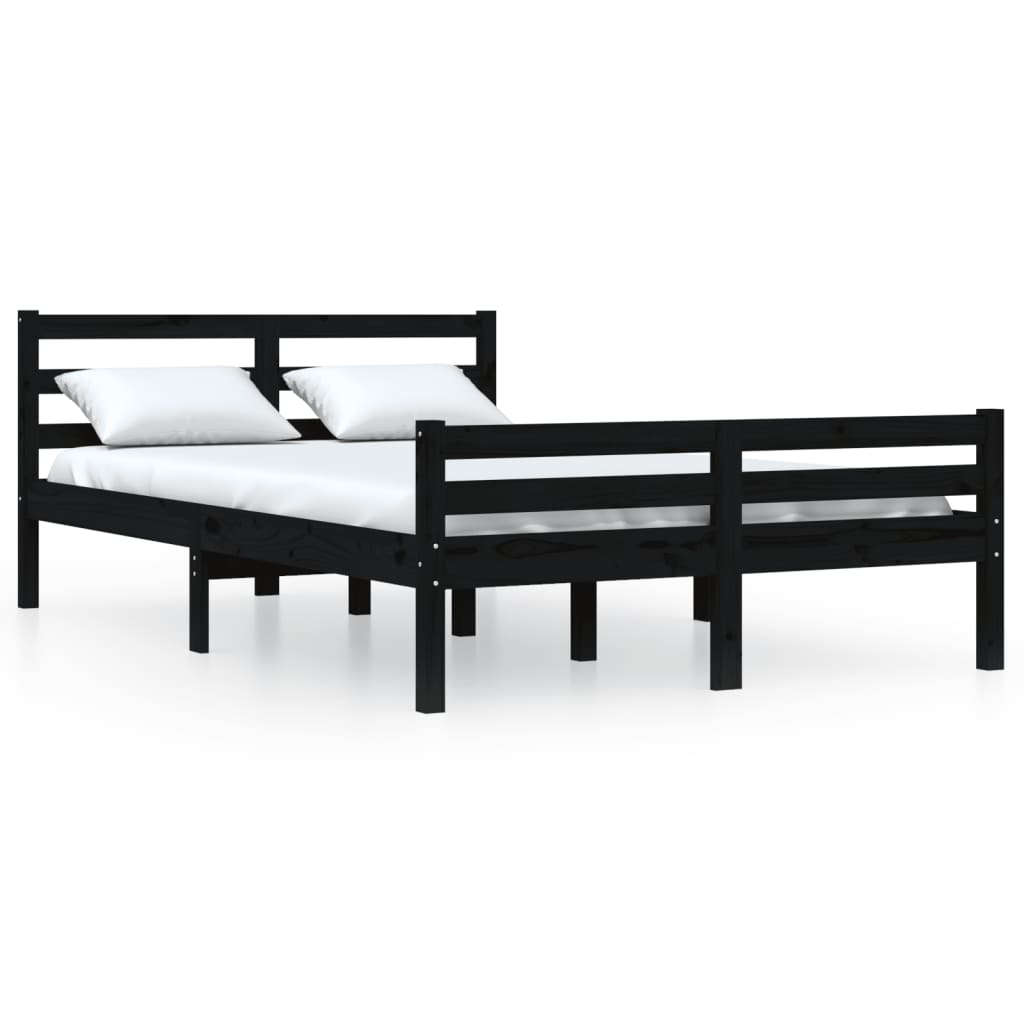 Cadre de lit Noir Bois massif 120x200 cm Lits & cadres de lit vidaXL   
