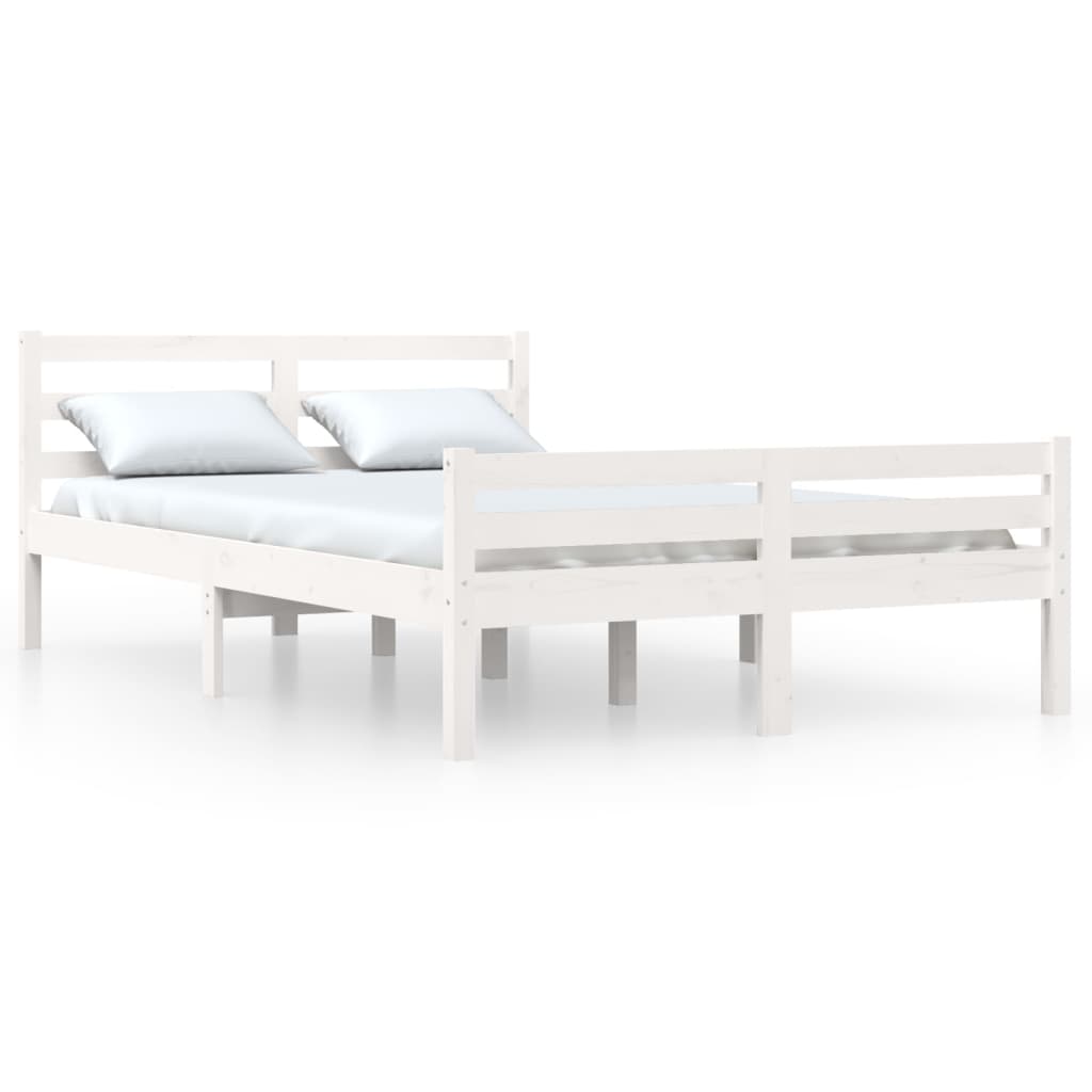 Cadre de lit Blanc Bois massif 140x200 cm Lits & cadres de lit vidaXL   