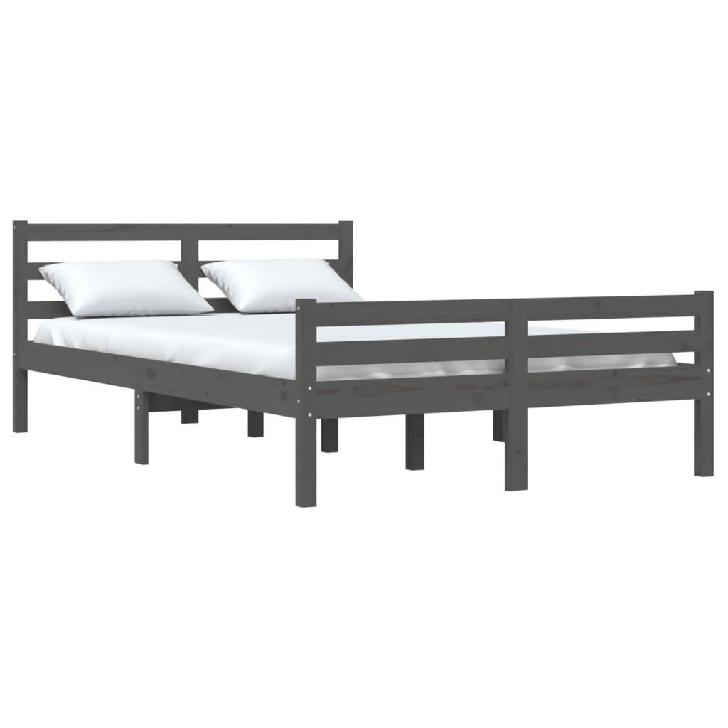 Cadre de lit Gris Bois massif 140x200 cm Lits & cadres de lit vidaXL   