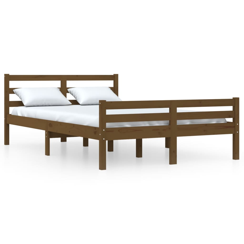 Cadre de lit Marron miel Bois massif 140x200 cm Lits & cadres de lit vidaXL   