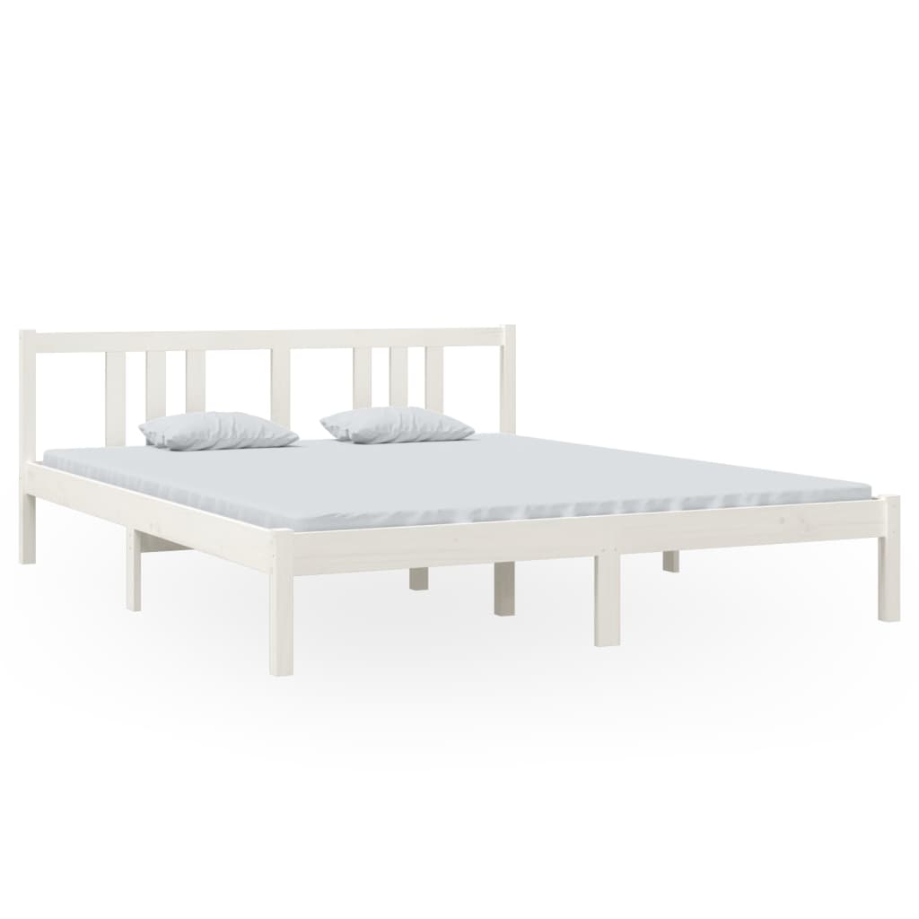 Cadre de lit Blanc Bois massif 160x200 cm Lits & cadres de lit vidaXL   