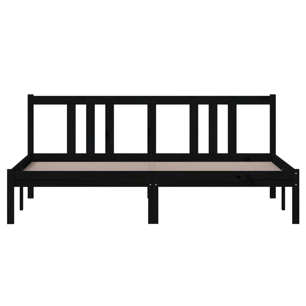 Cadre de lit Noir Bois massif 160x200 cm Lits & cadres de lit vidaXL   