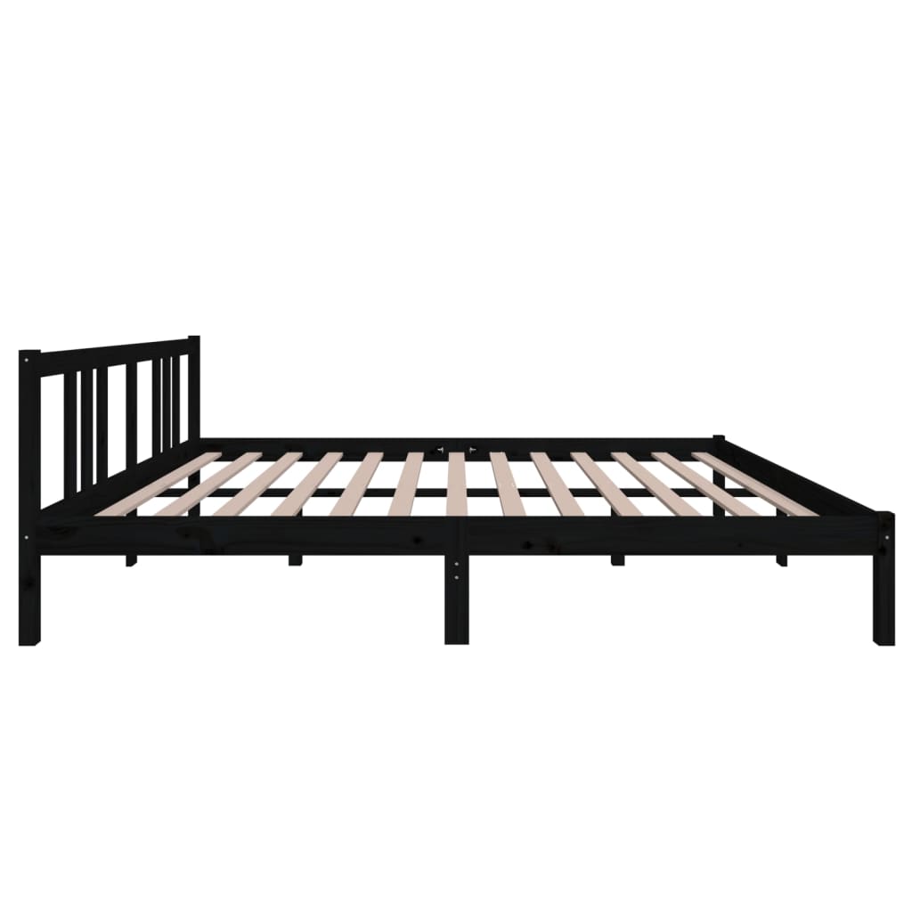 Cadre de lit Noir Bois massif 160x200 cm Lits & cadres de lit vidaXL   