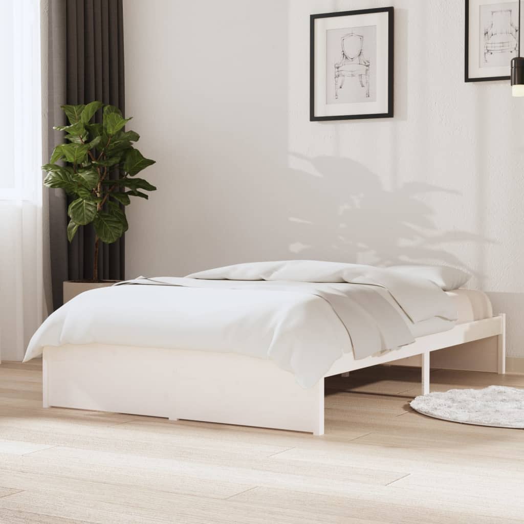 Cadre de lit Blanc Bois massif 120x200 cm Lits & cadres de lit vidaXL   