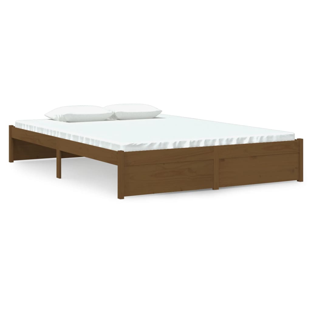 Cadre de lit Marron miel Bois massif 140x200 cm Lits & cadres de lit vidaXL   