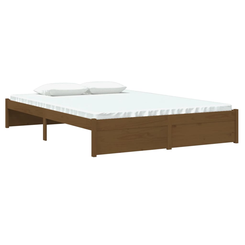 Cadre de lit Marron miel Bois massif 140x200 cm Lits & cadres de lit vidaXL   