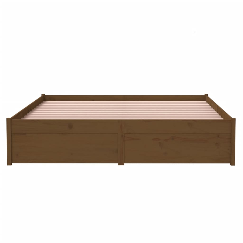 Cadre de lit Marron miel Bois massif 140x200 cm Lits & cadres de lit vidaXL   