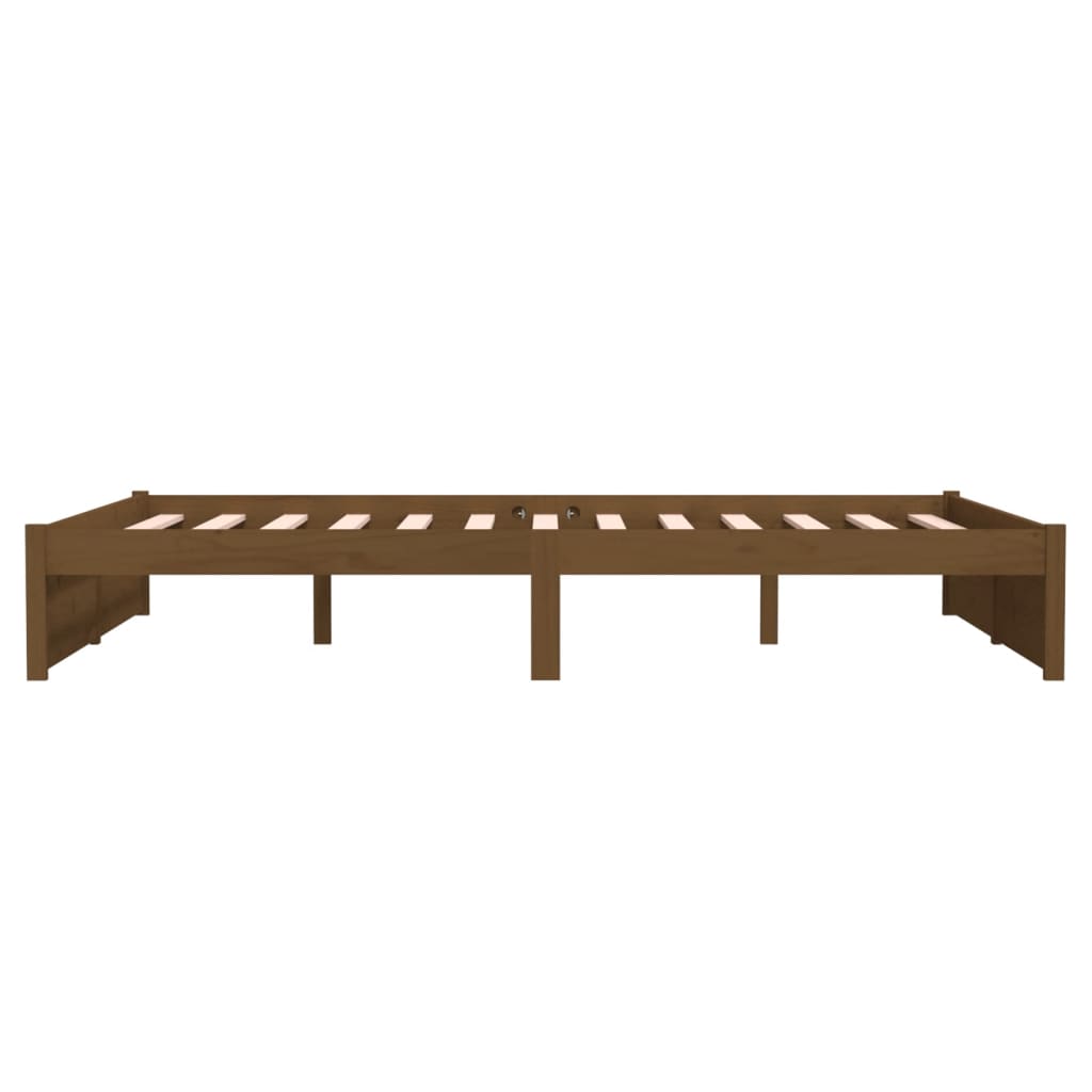 Cadre de lit Marron miel Bois massif 140x200 cm Lits & cadres de lit vidaXL   