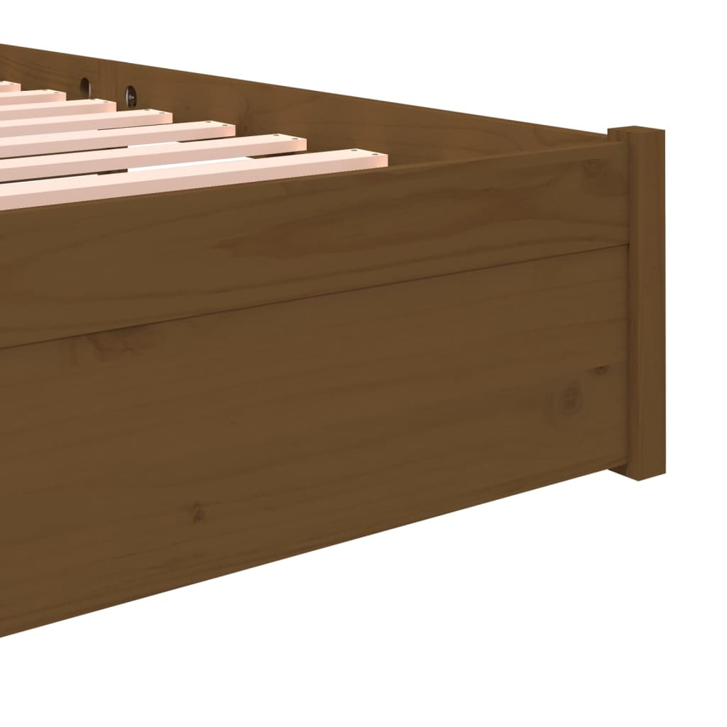 Cadre de lit Marron miel Bois massif 140x200 cm Lits & cadres de lit vidaXL   