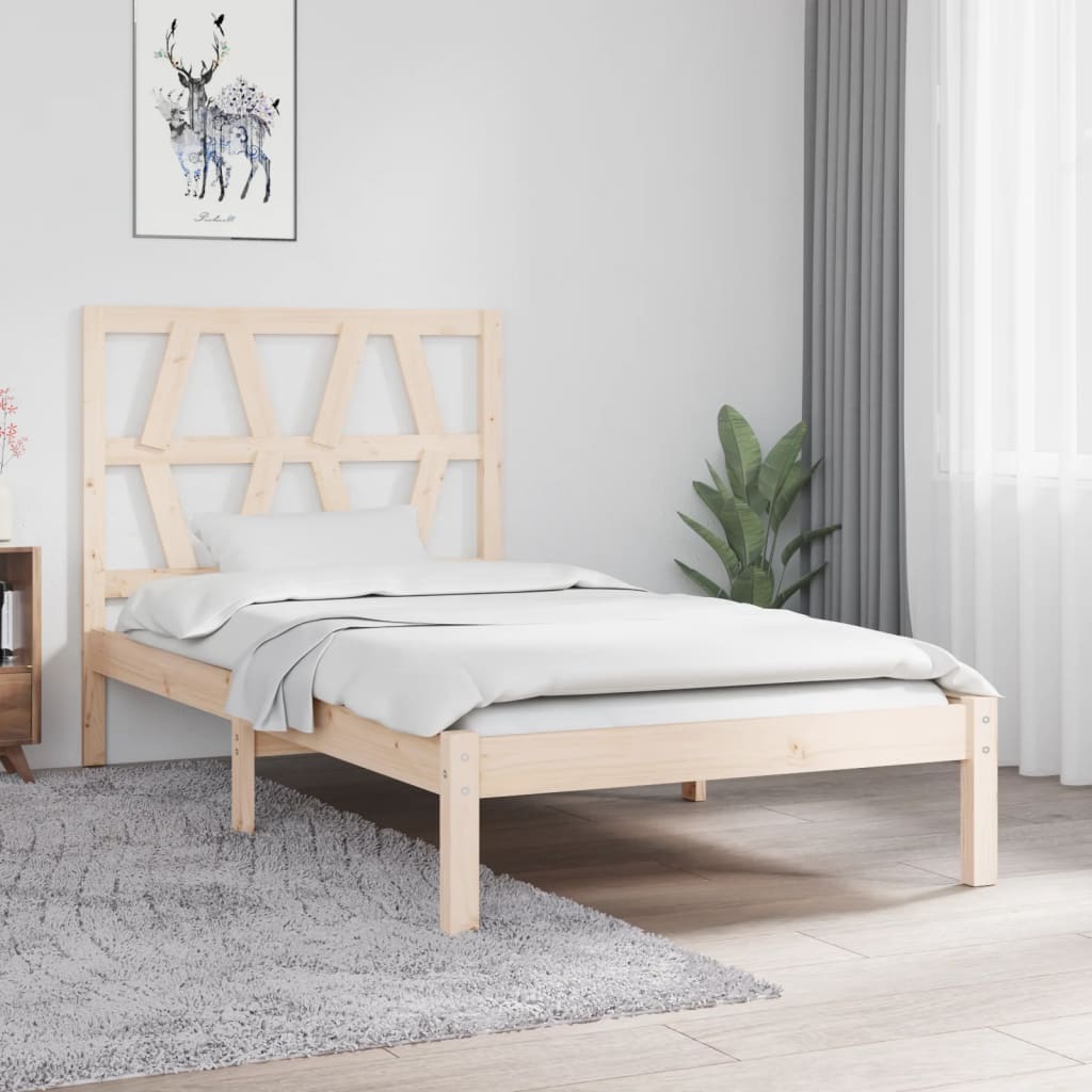 Cadre de lit Bois de pin massif 90x200 cm Lits & cadres de lit vidaXL   