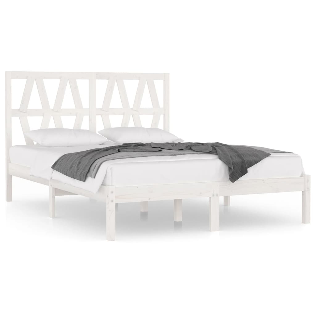 Cadre de lit Blanc Bois de pin massif 120x200 cm Lits & cadres de lit vidaXL   