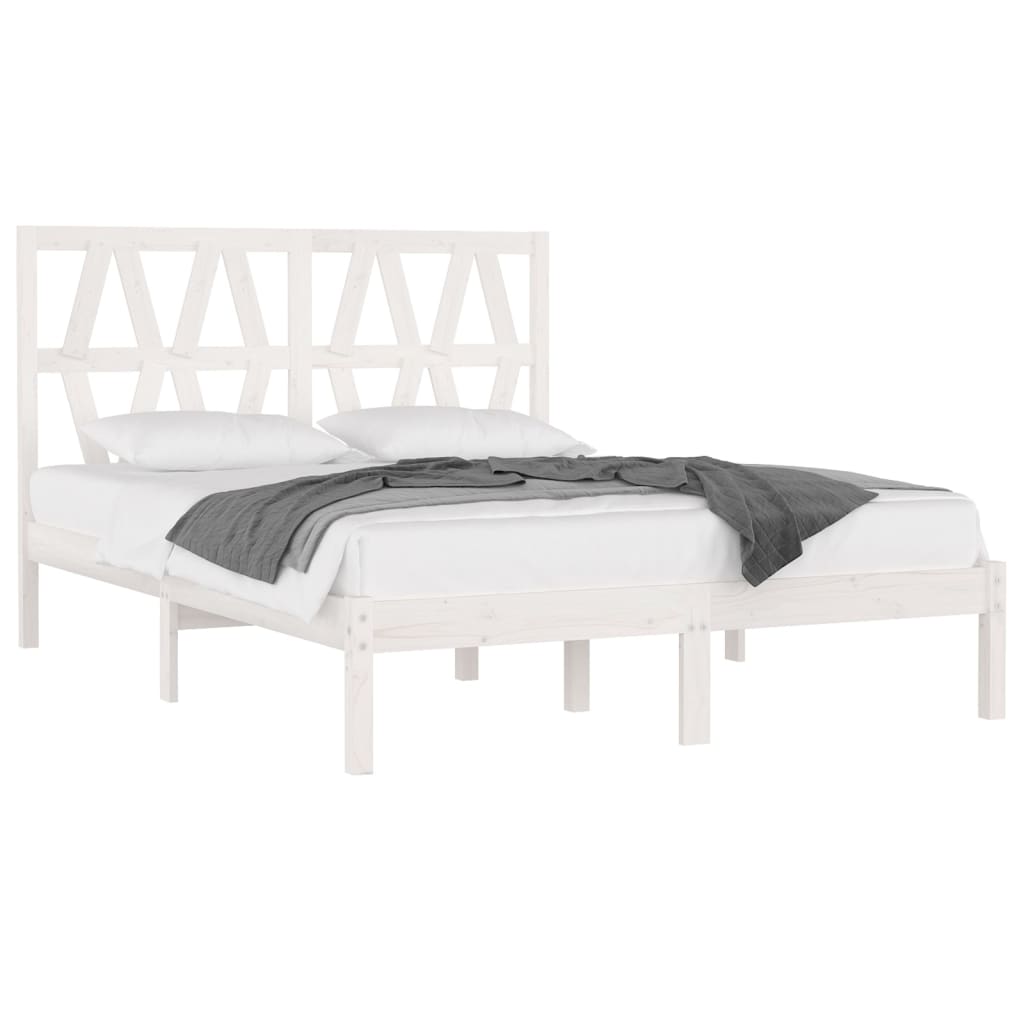 Cadre de lit Blanc Bois de pin massif 150x200 cm Très grand Lits & cadres de lit vidaXL   
