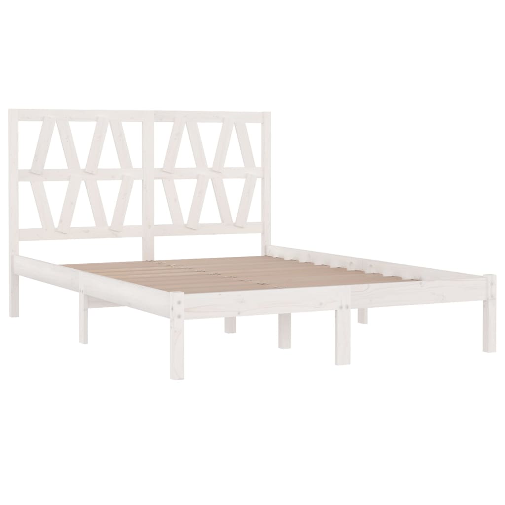 Cadre de lit Blanc Bois de pin massif 150x200 cm Très grand Lits & cadres de lit vidaXL   