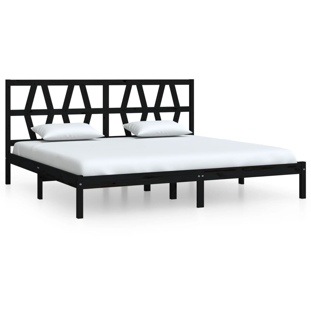 Cadre de lit Noir Bois de pin massif 200x200 cm Lits & cadres de lit vidaXL   