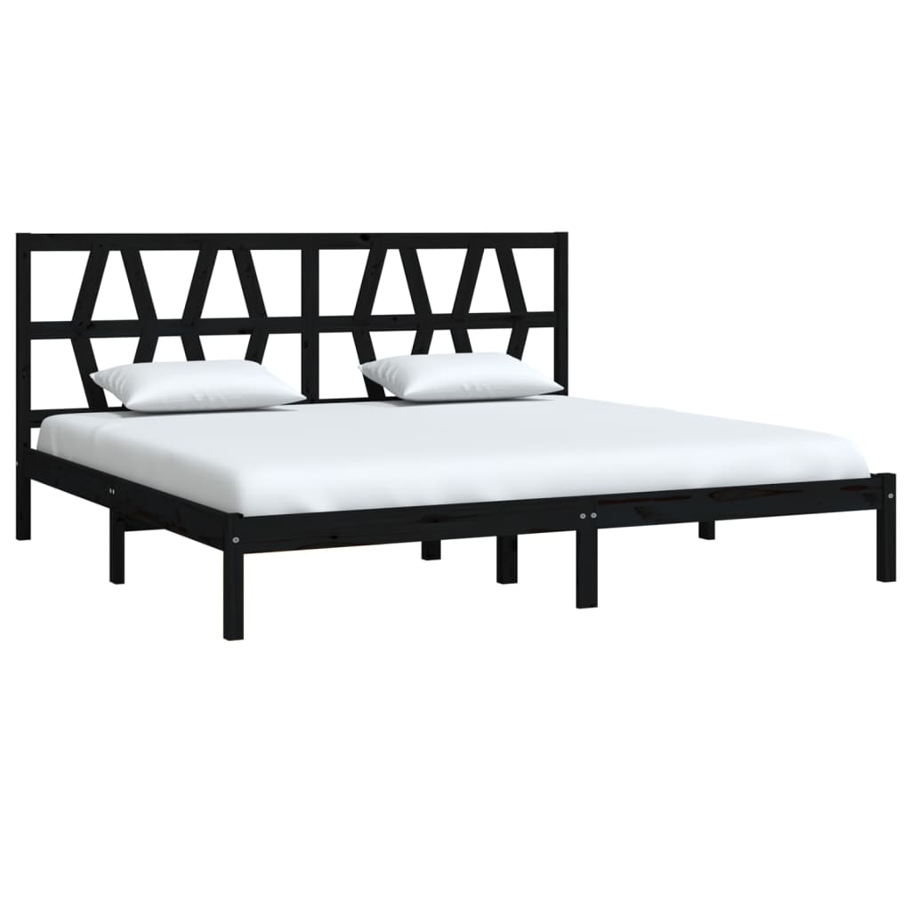 Cadre de lit Noir Bois de pin massif 200x200 cm Lits & cadres de lit vidaXL   