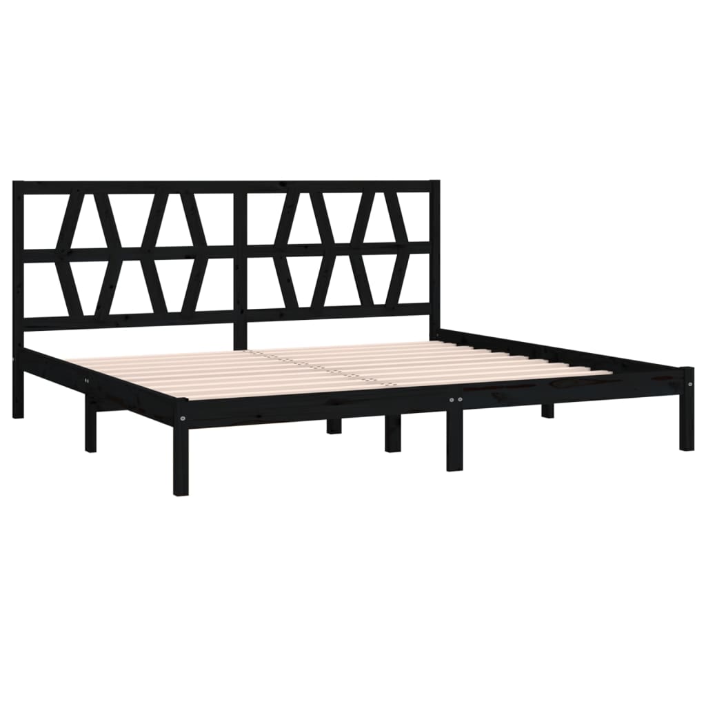 Cadre de lit Noir Bois de pin massif 200x200 cm Lits & cadres de lit vidaXL   