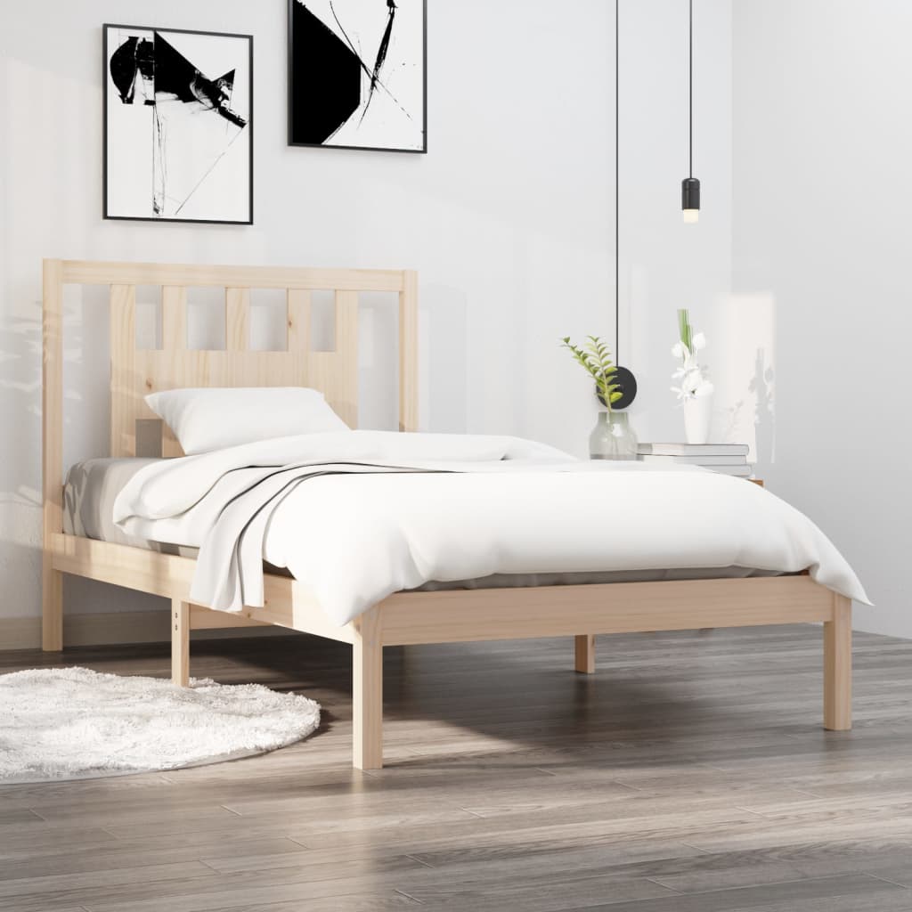 Cadre de lit Bois de pin massif 90x200 cm Lits & cadres de lit vidaXL   