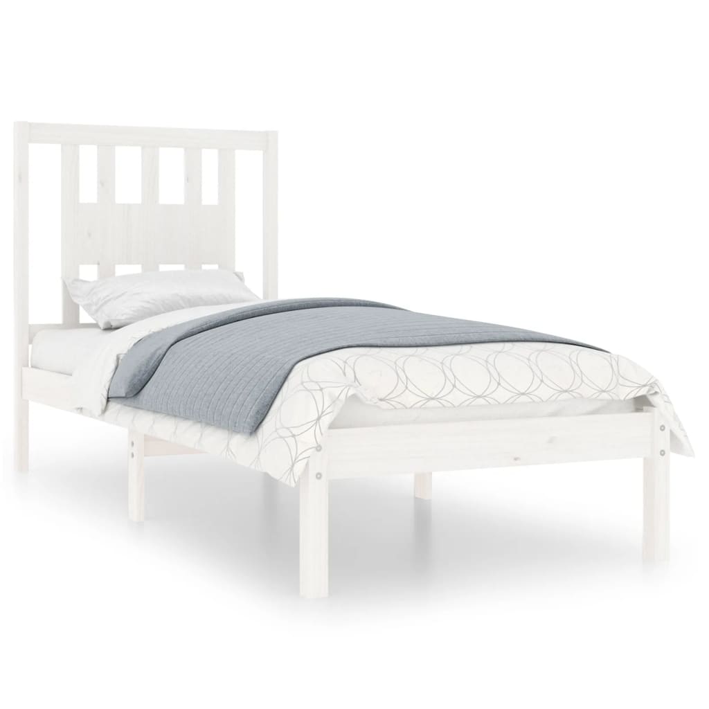 Cadre de lit Blanc Bois de pin massif 90x200 cm Lits & cadres de lit vidaXL   