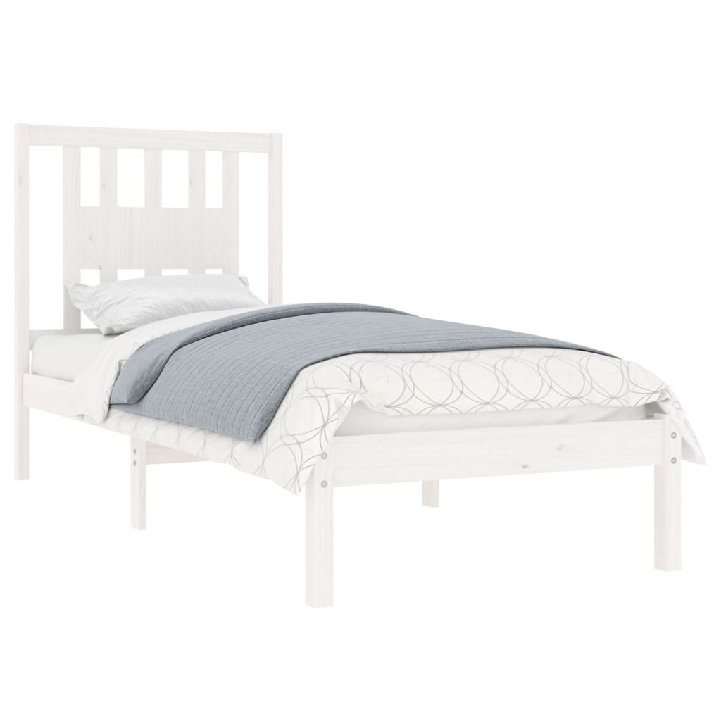 Cadre de lit Blanc Bois de pin massif 90x200 cm Lits & cadres de lit vidaXL   