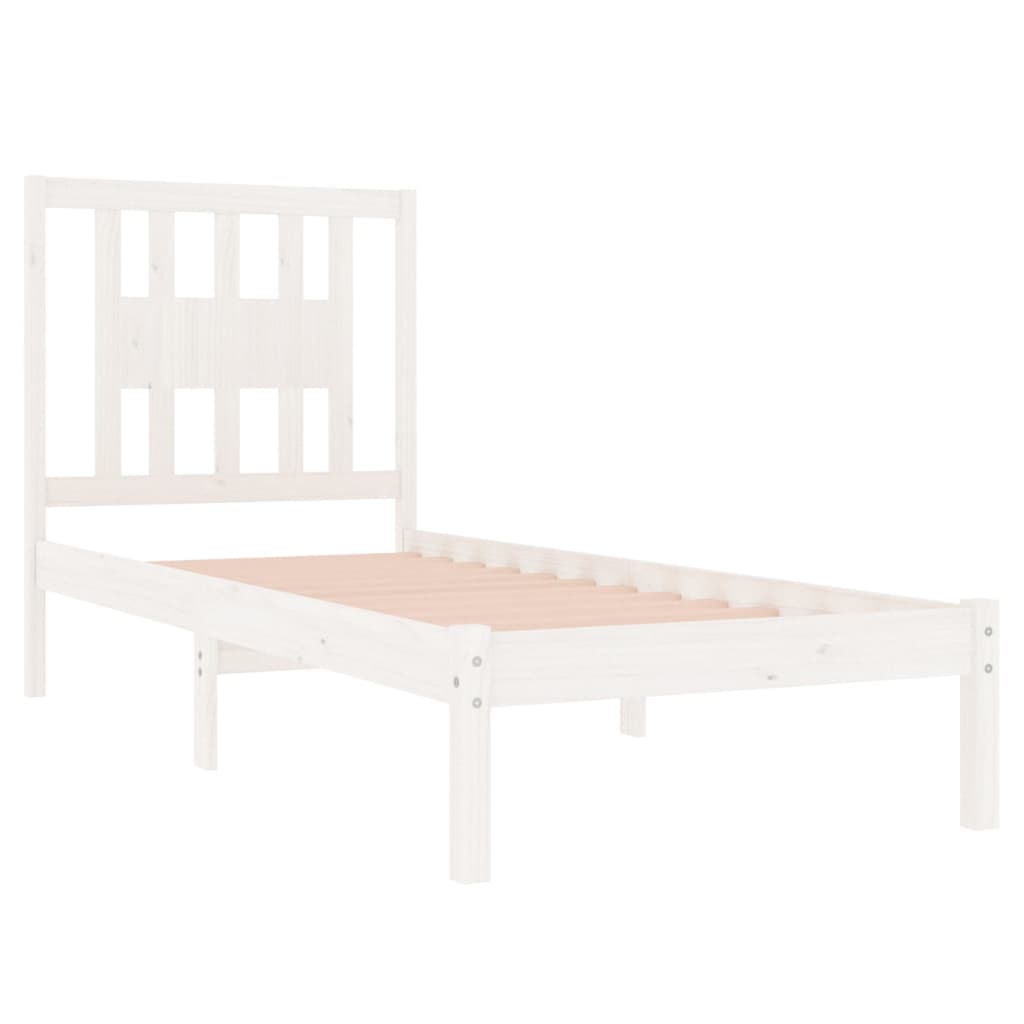 Cadre de lit Blanc Bois de pin massif 90x200 cm Lits & cadres de lit vidaXL   