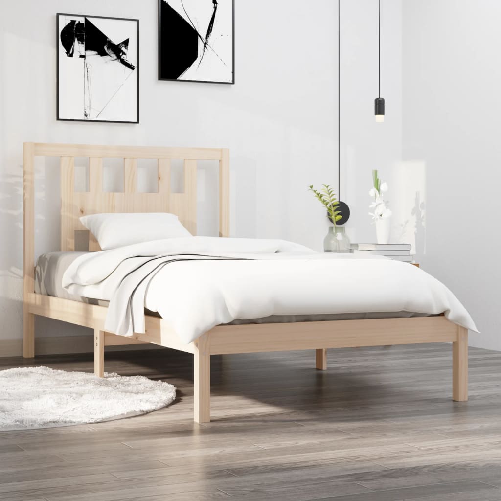 Cadre de lit Bois de pin massif 100x200 cm Lits & cadres de lit vidaXL   