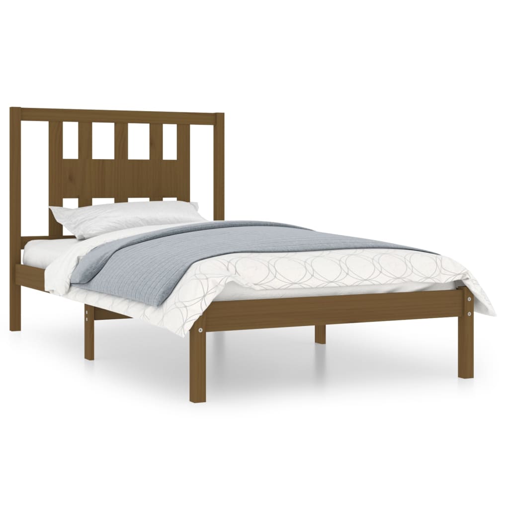 Cadre de lit Marron miel Bois de pin massif 100x200 cm Lits & cadres de lit vidaXL   