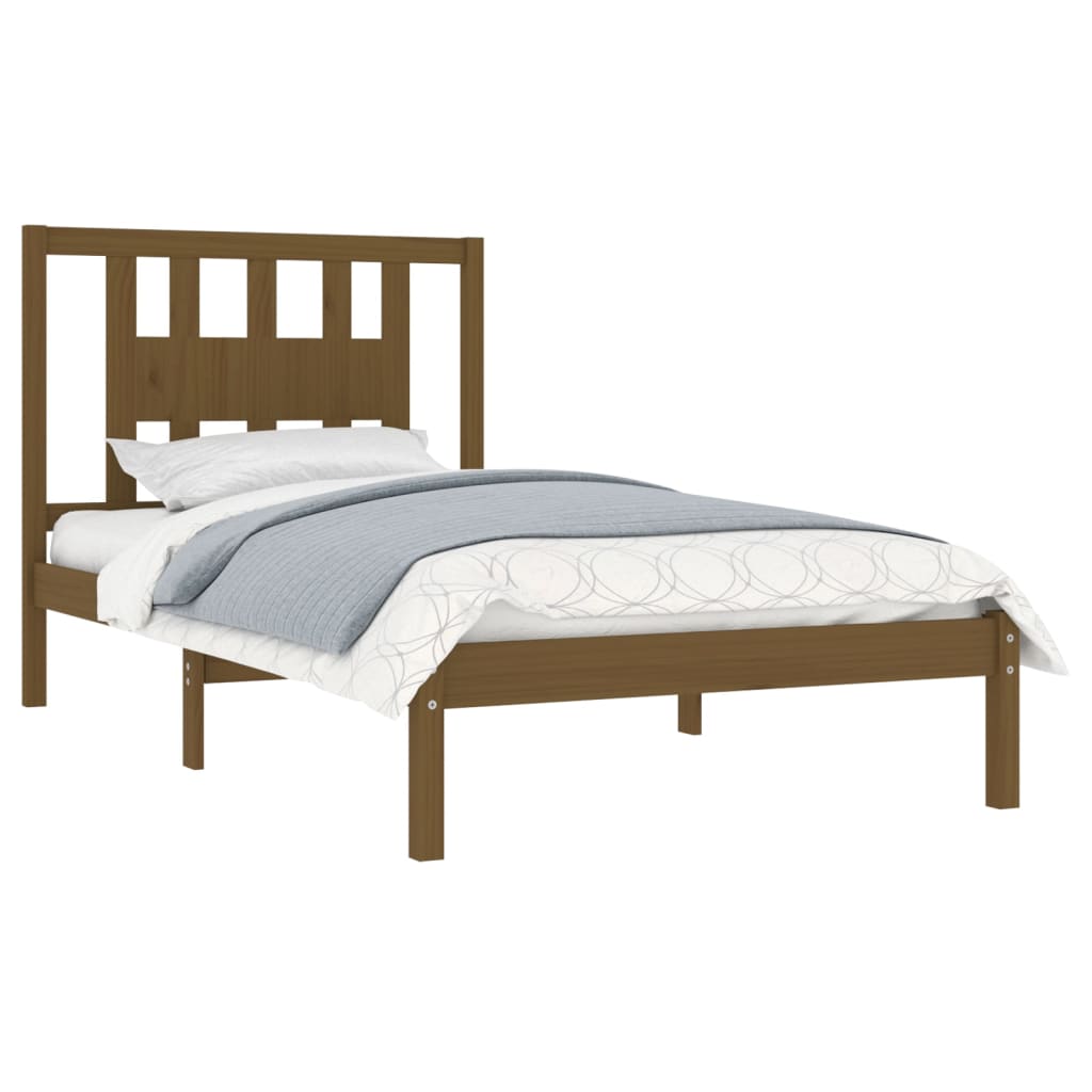 Cadre de lit Marron miel Bois de pin massif 100x200 cm Lits & cadres de lit vidaXL   