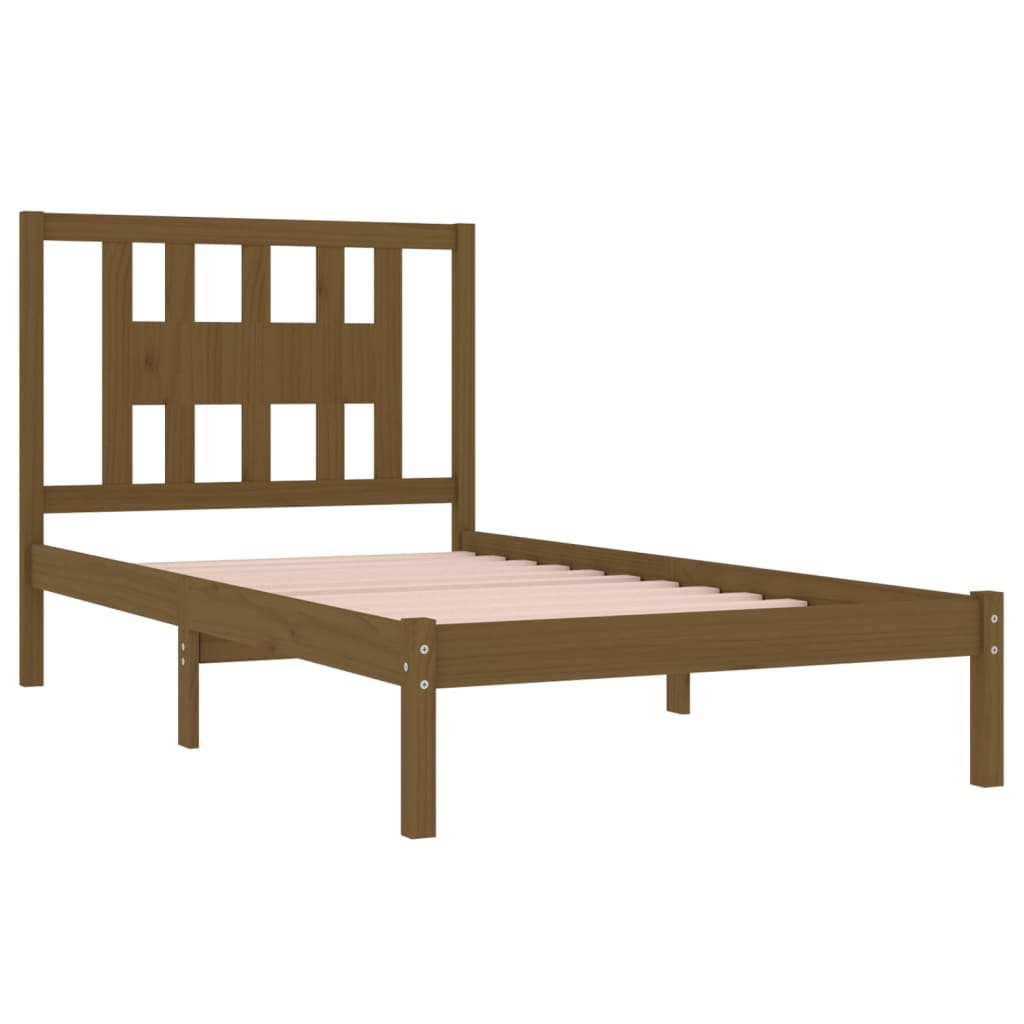 Cadre de lit Marron miel Bois de pin massif 100x200 cm Lits & cadres de lit vidaXL   