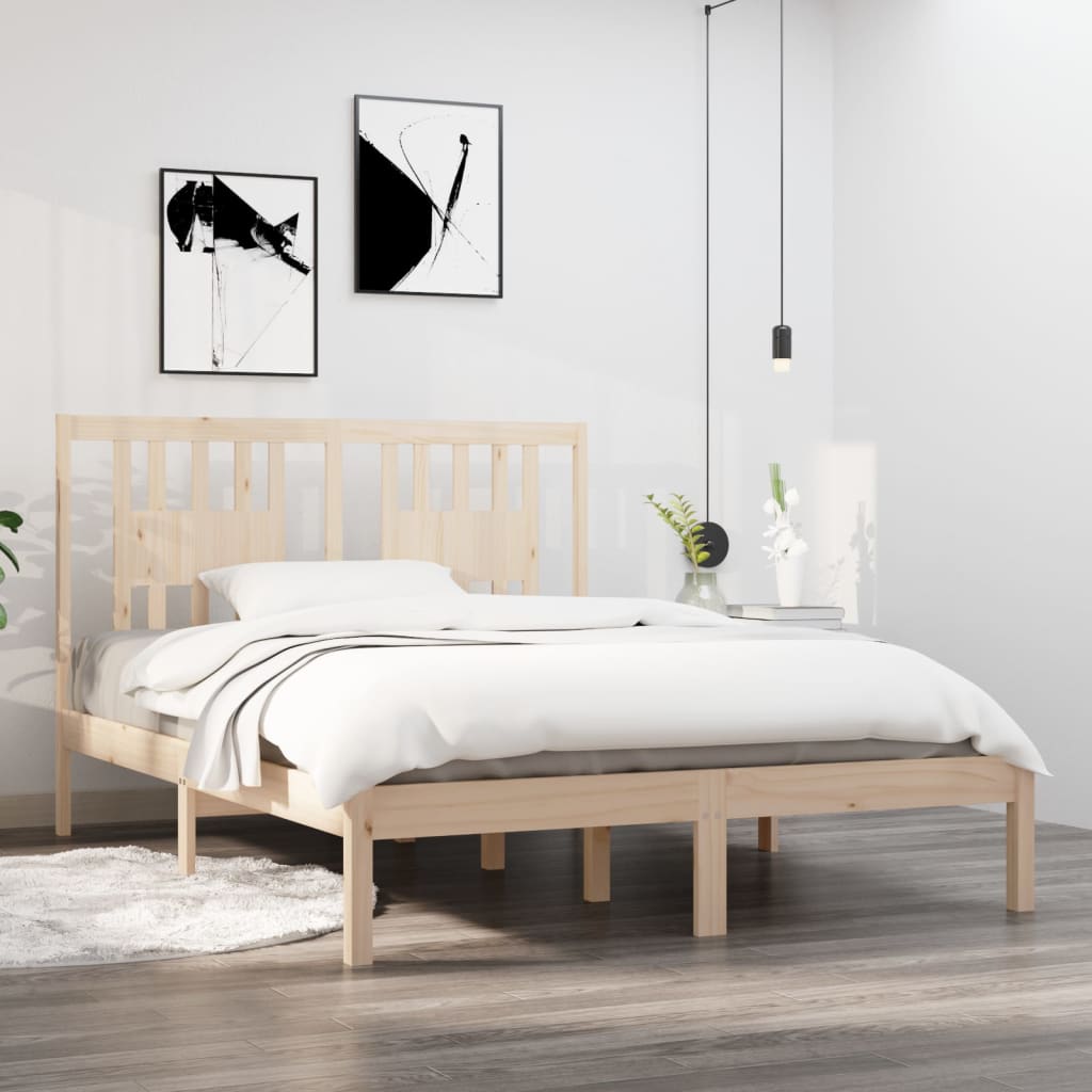 Cadre de lit Bois de pin massif 120x200 cm Lits & cadres de lit vidaXL   