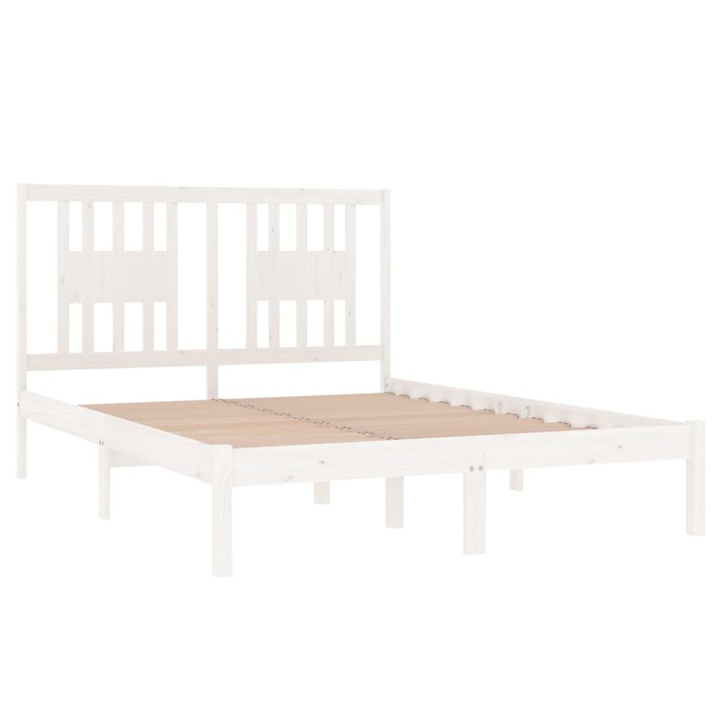 Cadre de lit Blanc Bois de pin massif 120x200 cm Lits & cadres de lit vidaXL   