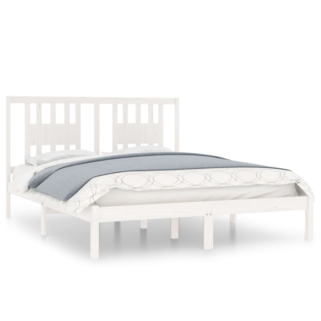 Cadre de lit Blanc Bois de pin massif 160x200 cm Lits & cadres de lit vidaXL   