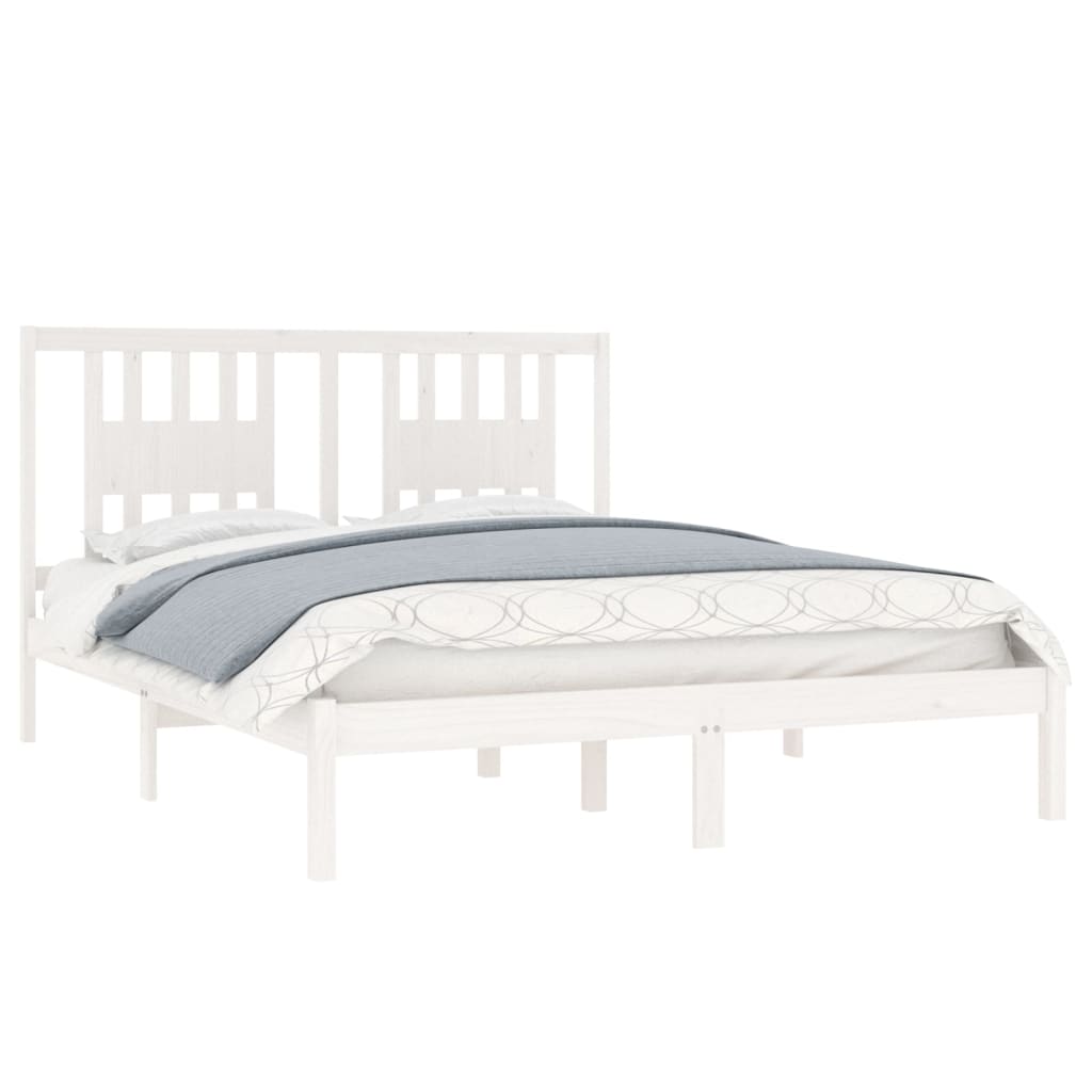 Cadre de lit Blanc Bois de pin massif 160x200 cm Lits & cadres de lit vidaXL   