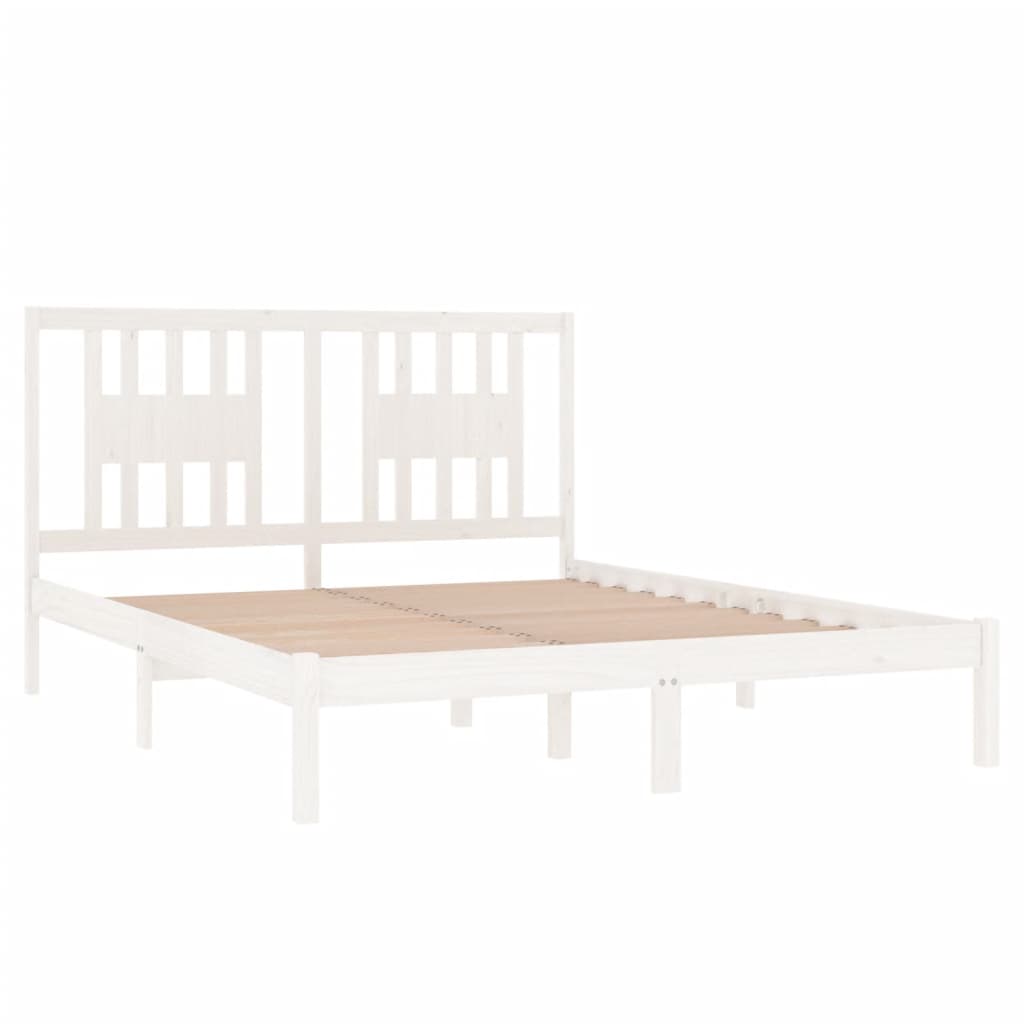Cadre de lit Blanc Bois de pin massif 160x200 cm Lits & cadres de lit vidaXL   