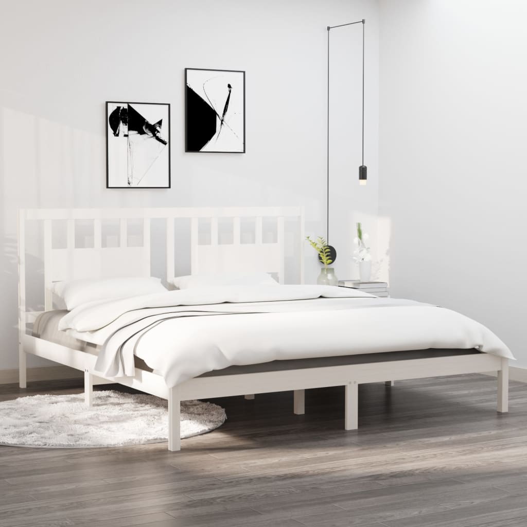 Cadre de lit Blanc Bois de pin massif 200x200 cm Lits & cadres de lit vidaXL   