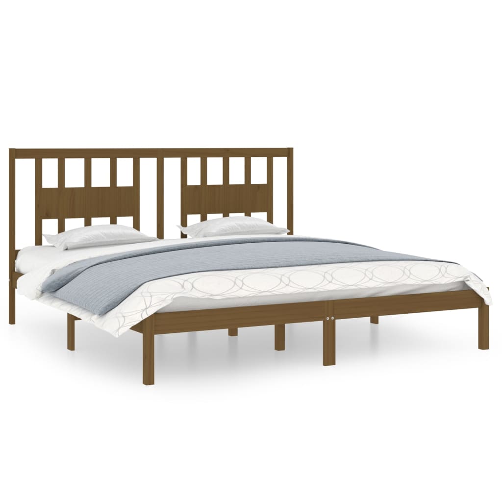 Cadre de lit Marron miel Bois de pin massif 200x200 cm Lits & cadres de lit vidaXL   