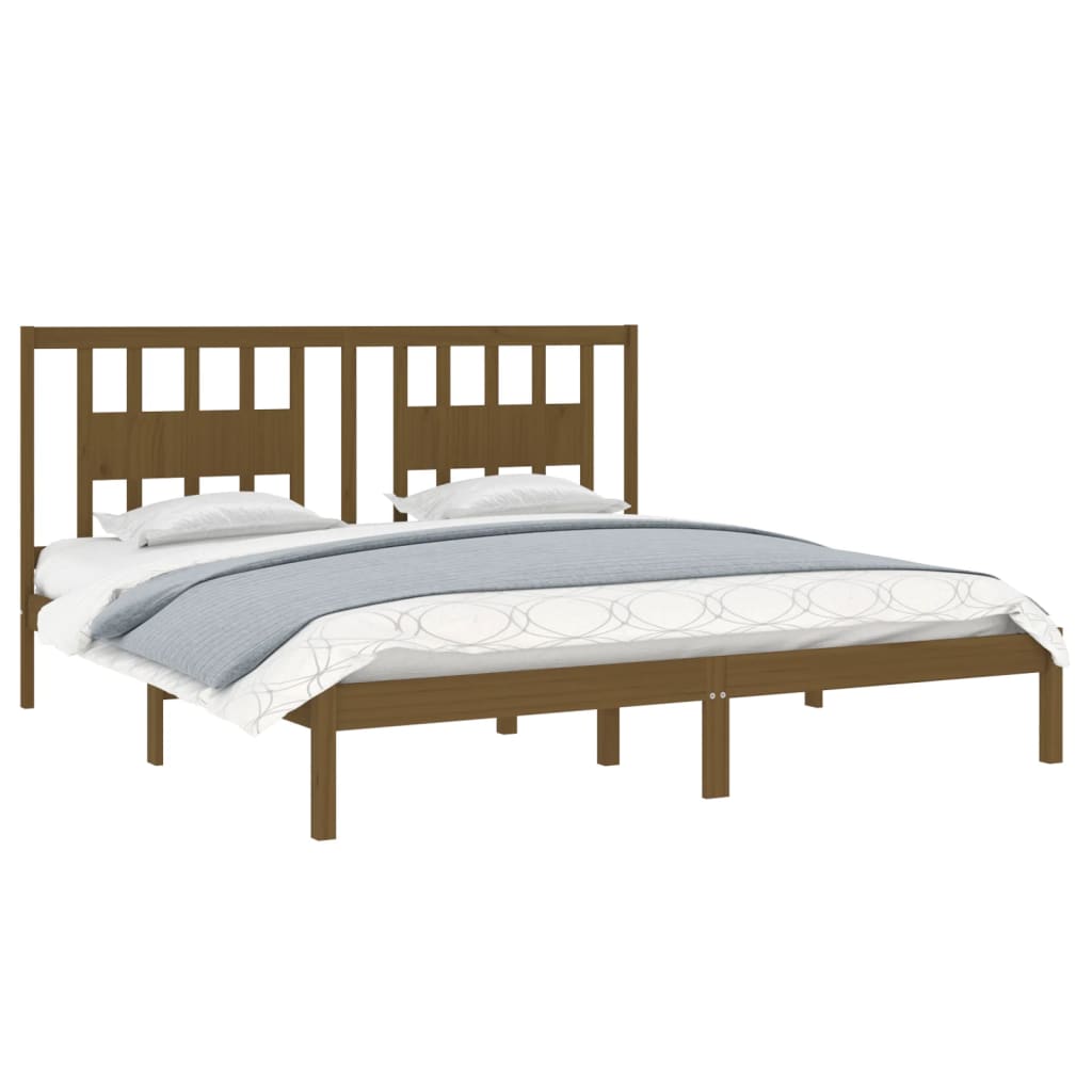 Cadre de lit Marron miel Bois de pin massif 200x200 cm Lits & cadres de lit vidaXL   