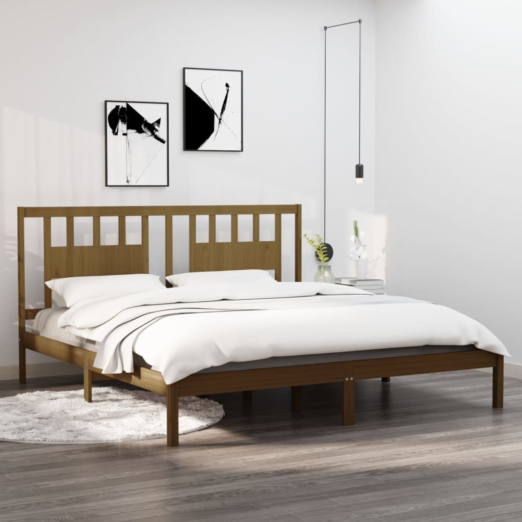 Cadre de lit Marron miel Bois de pin massif 200x200 cm Lits & cadres de lit vidaXL   