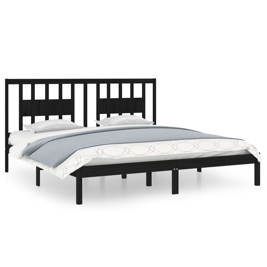 Cadre de lit Noir Bois de pin massif 200x200 cm Lits & cadres de lit vidaXL   
