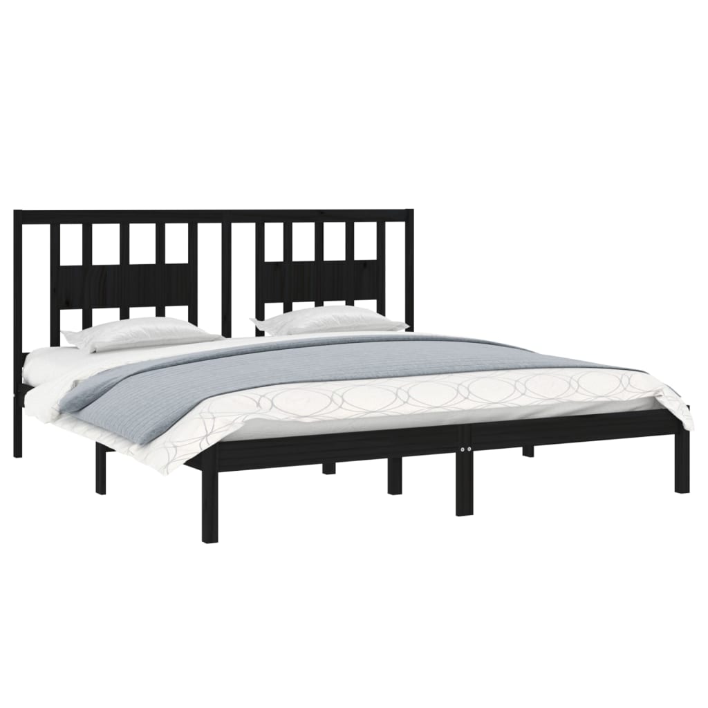 Cadre de lit Noir Bois de pin massif 200x200 cm Lits & cadres de lit vidaXL   