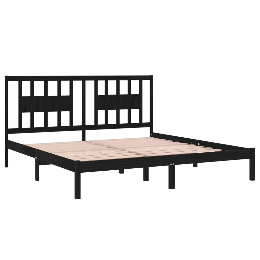 Cadre de lit Noir Bois de pin massif 200x200 cm Lits & cadres de lit vidaXL   