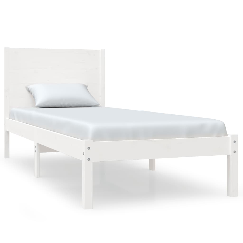 Cadre de lit Blanc Bois massif 75x190 cm Petit simple Lits & cadres de lit vidaXL   