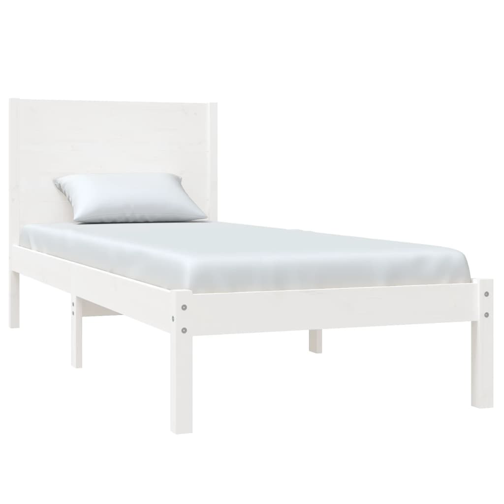 Cadre de lit Blanc Bois massif 75x190 cm Petit simple Lits & cadres de lit vidaXL   
