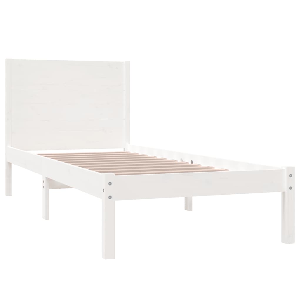 Cadre de lit Blanc Bois massif 75x190 cm Petit simple Lits & cadres de lit vidaXL   