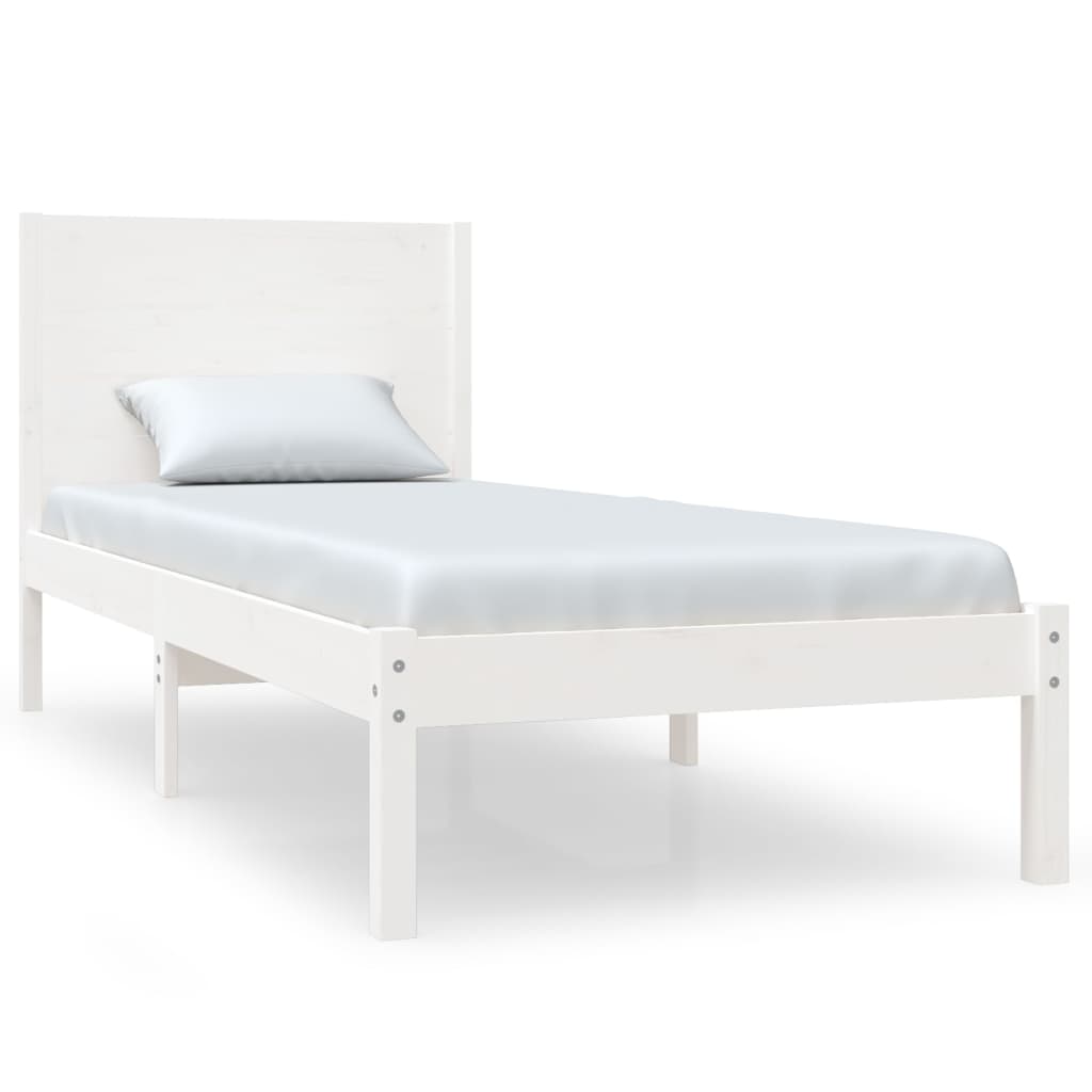 Cadre de lit Blanc Bois de pin massif 100x200 cm Lits & cadres de lit vidaXL   