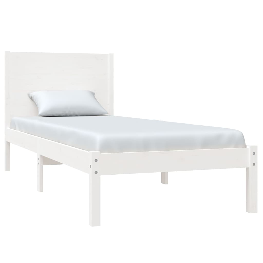 Cadre de lit Blanc Bois de pin massif 100x200 cm Lits & cadres de lit vidaXL   