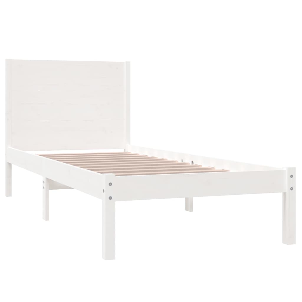 Cadre de lit Blanc Bois de pin massif 100x200 cm Lits & cadres de lit vidaXL   