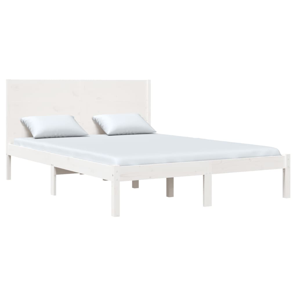 Cadre de lit Blanc Bois de pin massif 140x200 cm Lits & cadres de lit vidaXL   