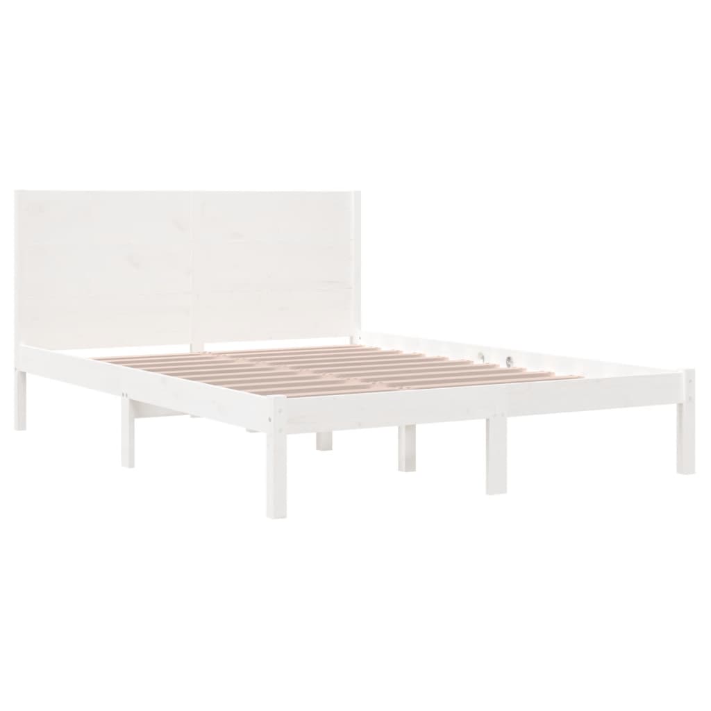 Cadre de lit Blanc Bois de pin massif 140x200 cm Lits & cadres de lit vidaXL   